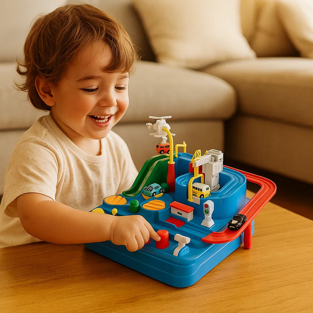 Juguete de pista de coches de aventura para niños | Juego interactivo para la coordinación mano-ojo y el juego creativo en carretera