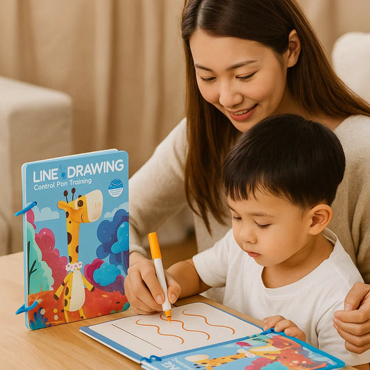 Libro de entrenamiento de control del lápiz para niños | Práctica de dibujo reutilizable para aumentar la concentración y la coordinación entre manos y ojos