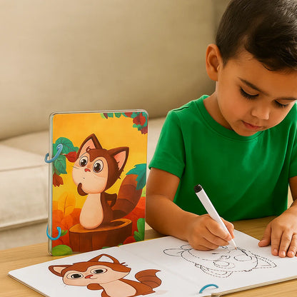 Libro de entrenamiento de control del lápiz para niños | Práctica de dibujo reutilizable para aumentar la concentración y la coordinación entre manos y ojos