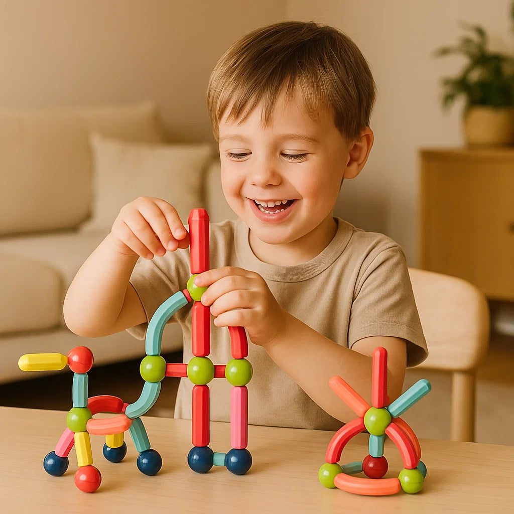 Juego de construcción magnético para niños | Colorido juguete de construcción para la creatividad, el aprendizaje STEM y las habilidades motoras