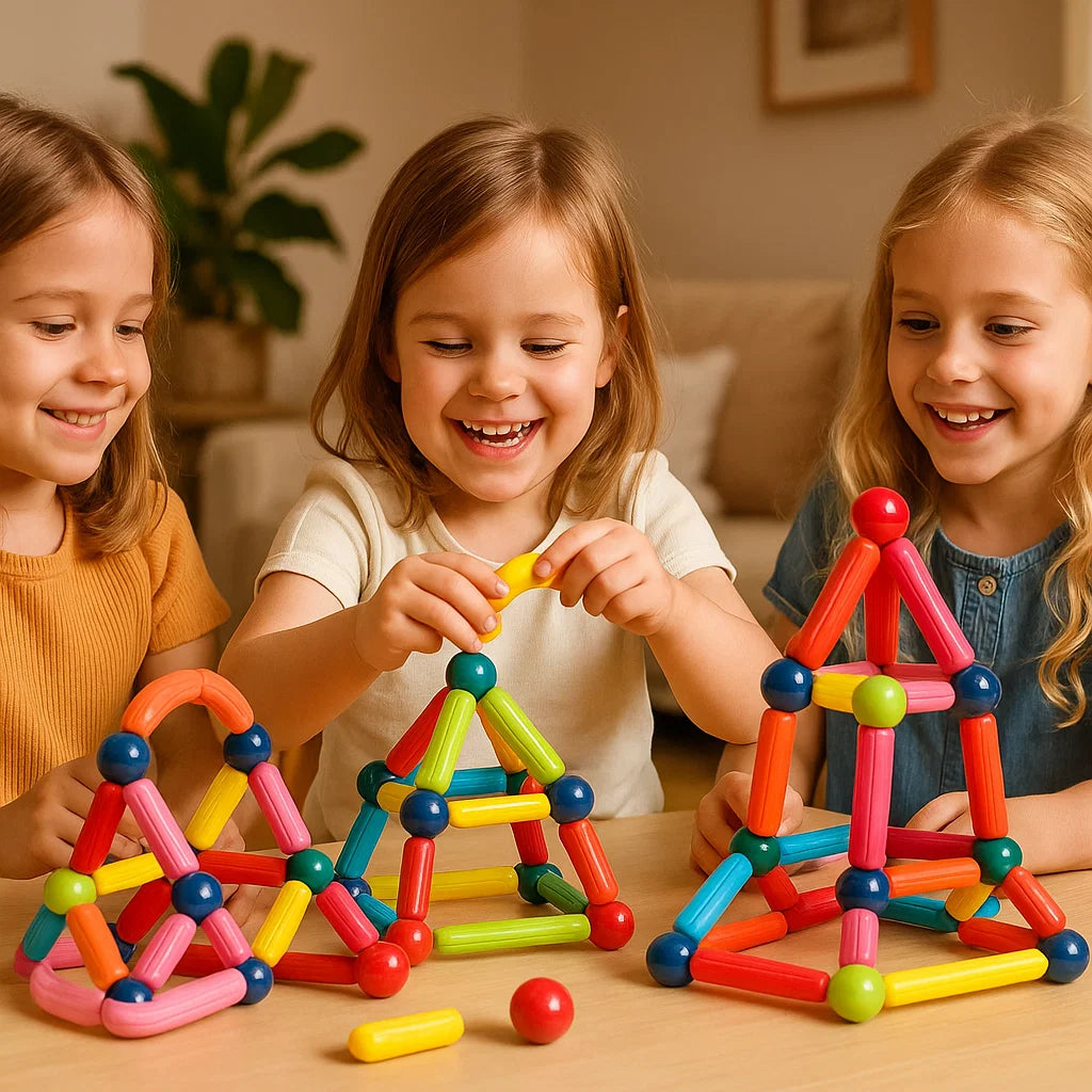 Juego de construcción magnético para niños | Colorido juguete de construcción para la creatividad, el aprendizaje STEM y las habilidades motoras