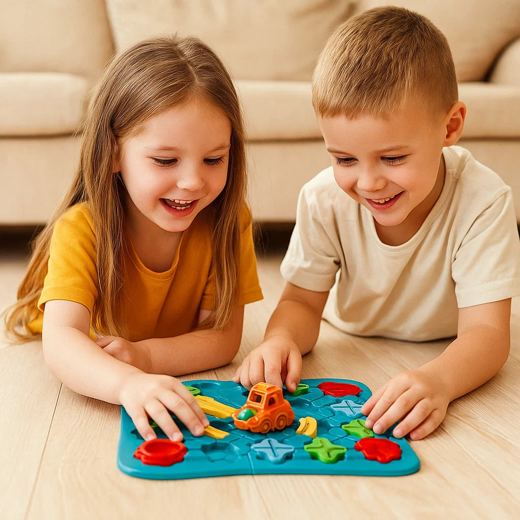 Juego de puzzle laberinto para niños | Juguete educativo de pista de carretera con bolas y coche para jugar a la lógica y resolver problemas