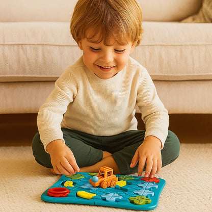 Juego de puzzle laberinto para niños | Juguete educativo de pista de carretera con bolas y coche para jugar a la lógica y resolver problemas