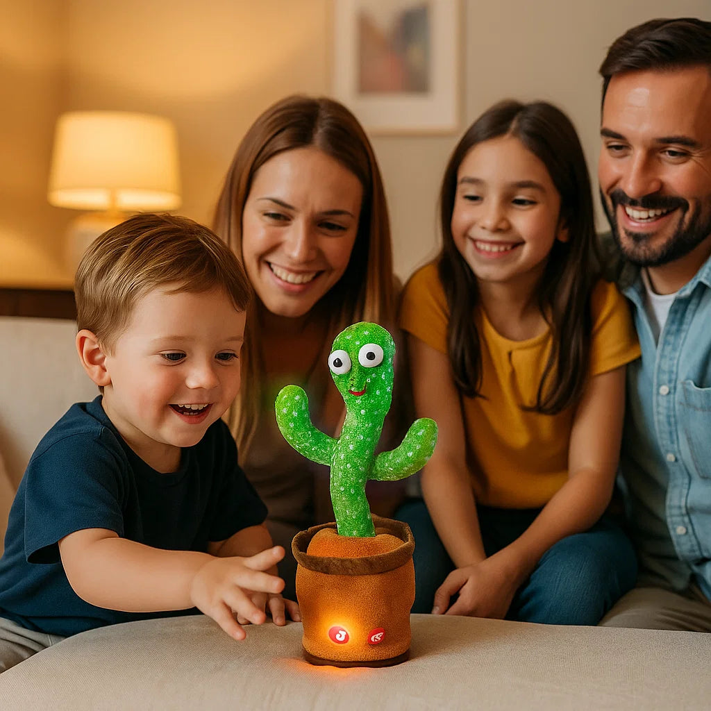 Cactus bailarín de juguete para niños ⎜ Peluche que canta con luces y mimetismo de voz para una diversión musical interactiva