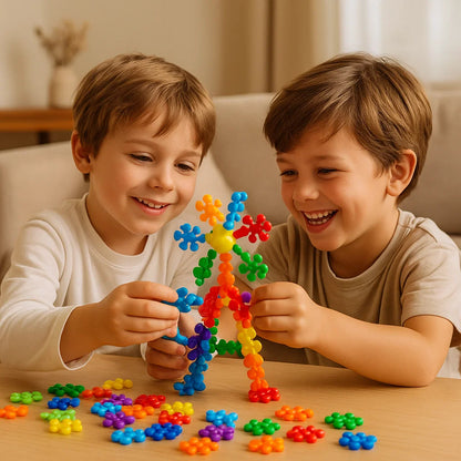 Bloques de construcción de copos de nieve para niños ⎜ Juguete creativo de rompecabezas 3D para diversión educativa y motricidad fina
