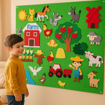 Tablero de cuentos de fieltro para niños ⎜ Kit educativo de bricolaje para aprender sobre animales, la imaginación y divertirse contando historias