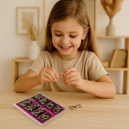 Juego de anillos de rompecabezas de metal ⎜ Juego de lógica rompecabezas para niños y adultos con múltiples desafíos de desbloqueo
