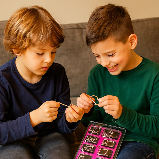 Juego de anillos de rompecabezas de metal ⎜ Juego de lógica rompecabezas para niños y adultos con múltiples desafíos de desbloqueo