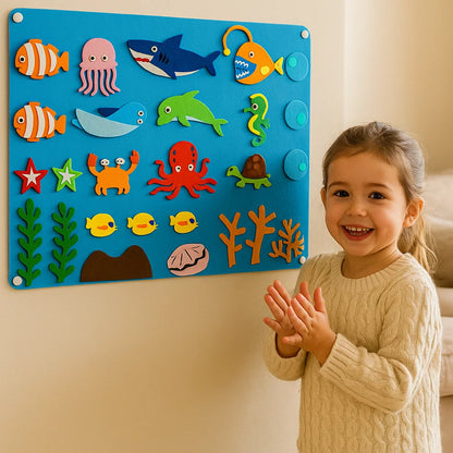 Tablero de cuentos de fieltro para niños ⎜ Kit educativo de bricolaje para aprender sobre animales, la imaginación y divertirse contando historias