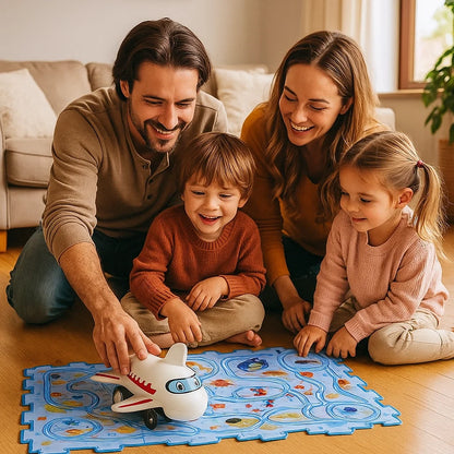 Estera de juego de pista de rompecabezas para niños | Juego de suelo interactivo con caminos conectables para la diversión de carreras imaginativas