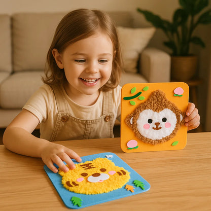 Kit de manualidades de animales DIY para niños ⎜ Set de materiales creativos hechos a mano con pegatinas de dibujos animados