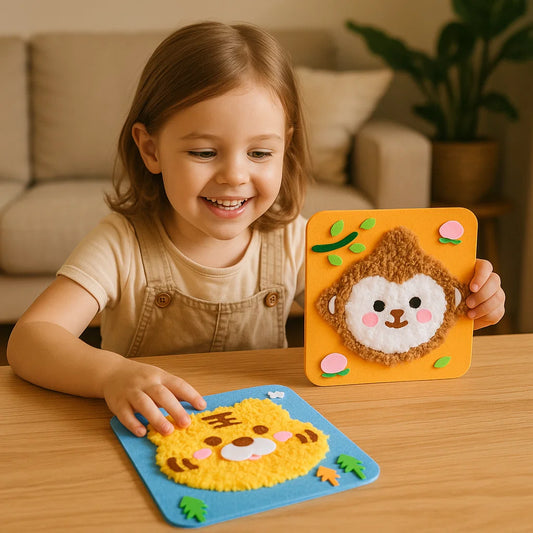 Kit de manualidades de animales DIY para niños ⎜ Set de materiales creativos hechos a mano con pegatinas de dibujos animados