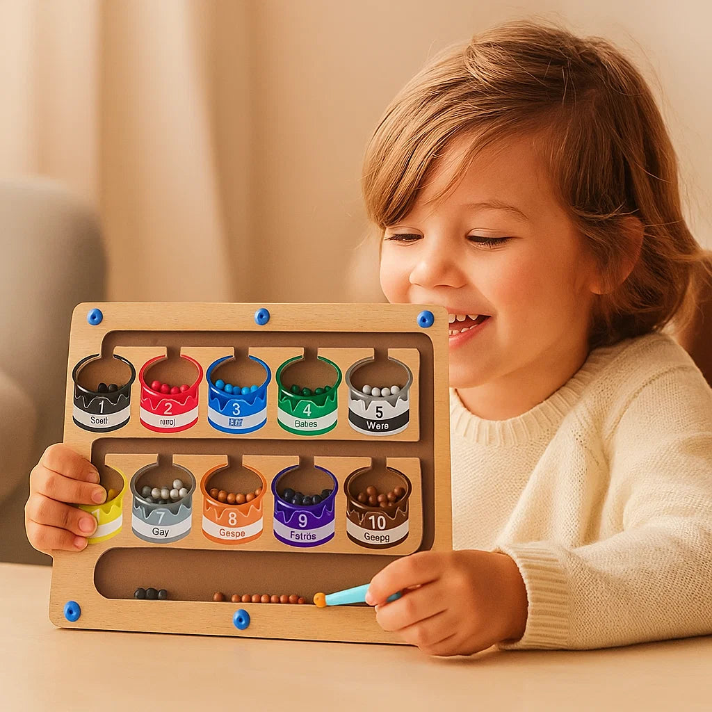 Tablero magnético de madera para contar ⎜ Juego de clasificación de colores con bolígrafo para el aprendizaje temprano y la motricidad fina