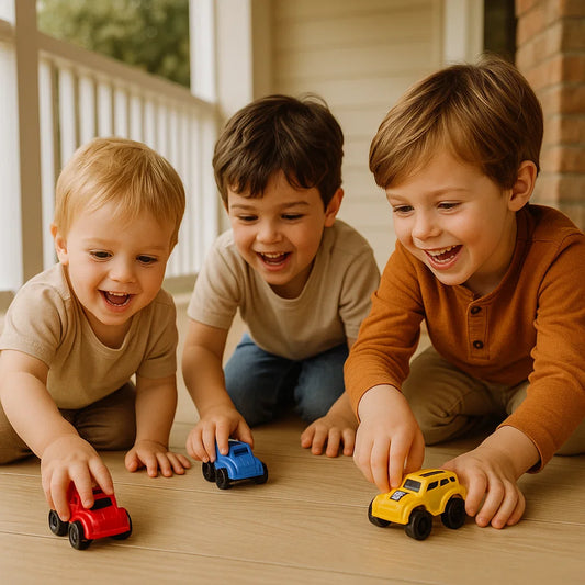 Minicoches de juguete para niños pequeños ⎜ Vehículos inerciales para gatear en interiores y desarrollar la motricidad fina