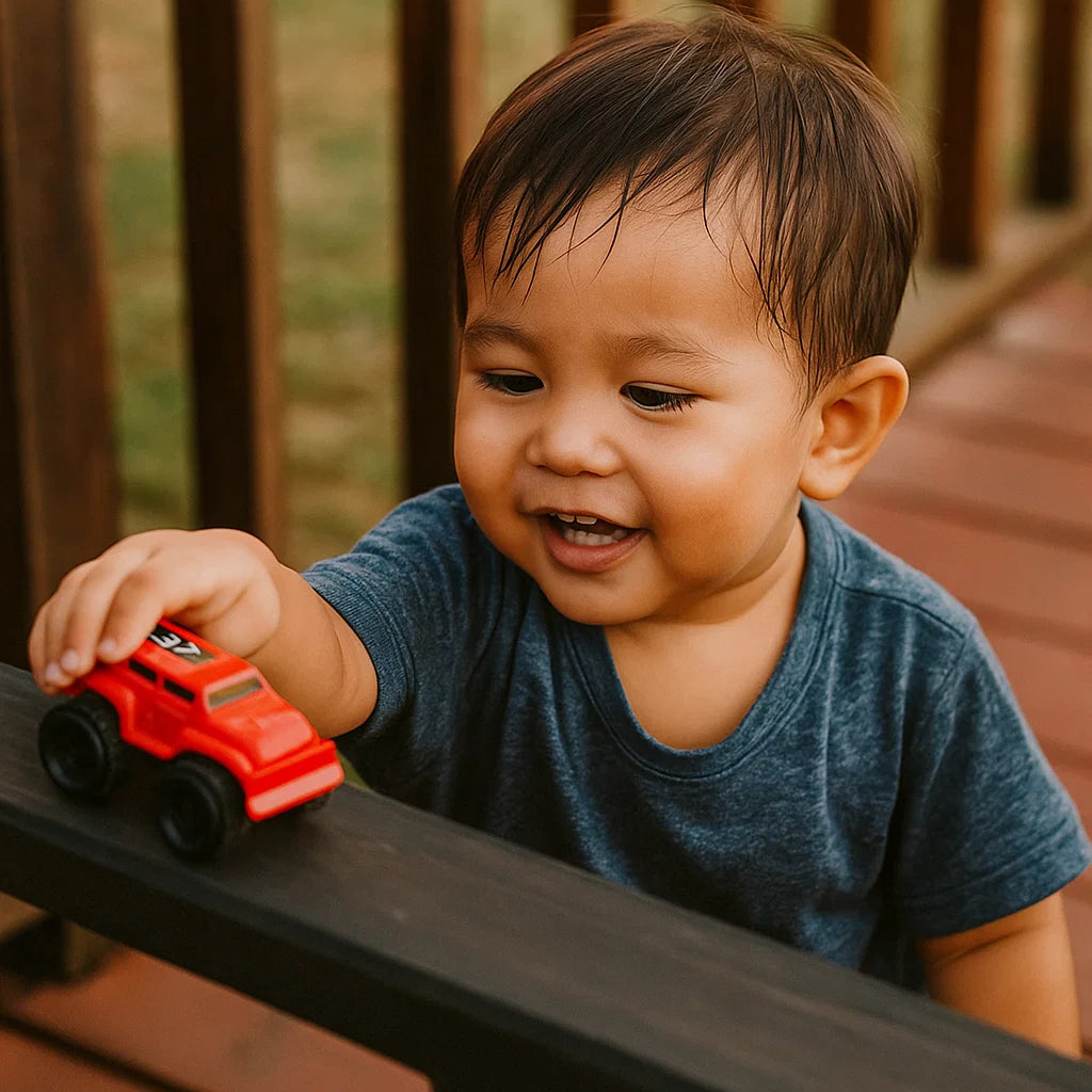 Minicoches de juguete para niños pequeños ⎜ Vehículos inerciales para gatear en interiores y desarrollar la motricidad fina
