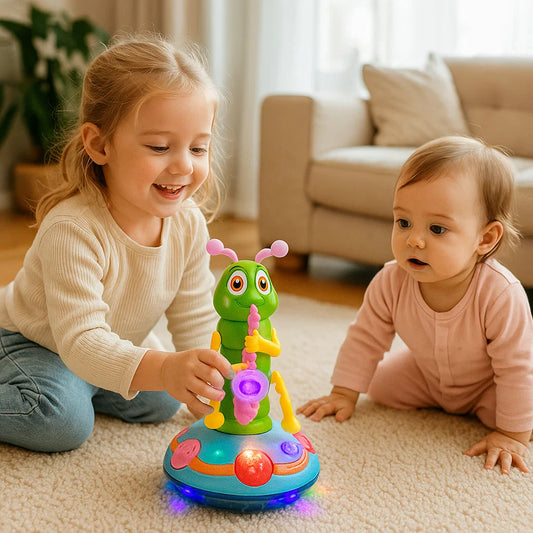 Juguete musical para gatear para bebés | Oruga giratoria con luces y sonido para el aprendizaje temprano y el movimiento divertido