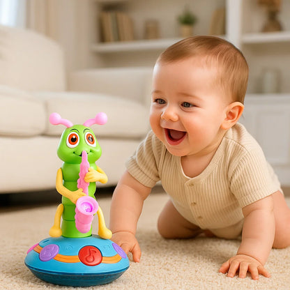 Juguete musical para gatear para bebés | Oruga giratoria con luces y sonido para el aprendizaje temprano y el movimiento divertido