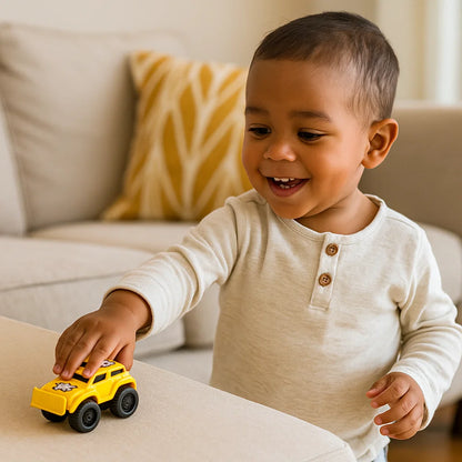 Minicoches de juguete para niños pequeños ⎜ Vehículos inerciales para gatear en interiores y desarrollar la motricidad fina