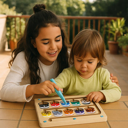 Tablero magnético de madera para contar ⎜ Juego de clasificación de colores con bolígrafo para el aprendizaje temprano y la motricidad fina