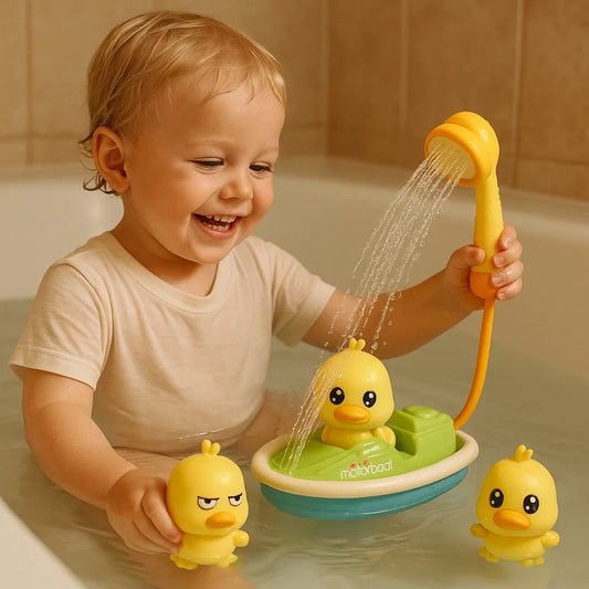 Juego de juguetes de baño para bebés | Divertidos patos rociadores de agua con lancha motora para jugar interactivamente en el baño los patos rociadores de agua con lancha motora para jugar interactivamente en el baño