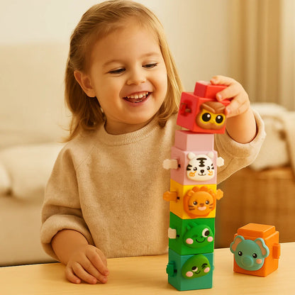 Juego de construcción Montessori pedagógico con animales apilables
