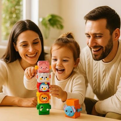 Juego de construcción Montessori pedagógico con animales apilables