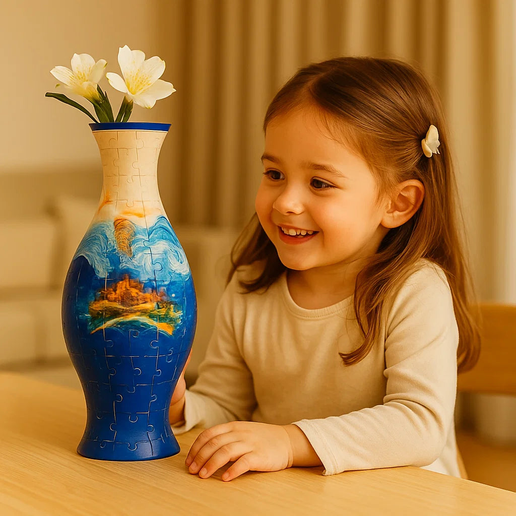 Elegante jarrón 3D de rompecabezas – Apto para flores reales