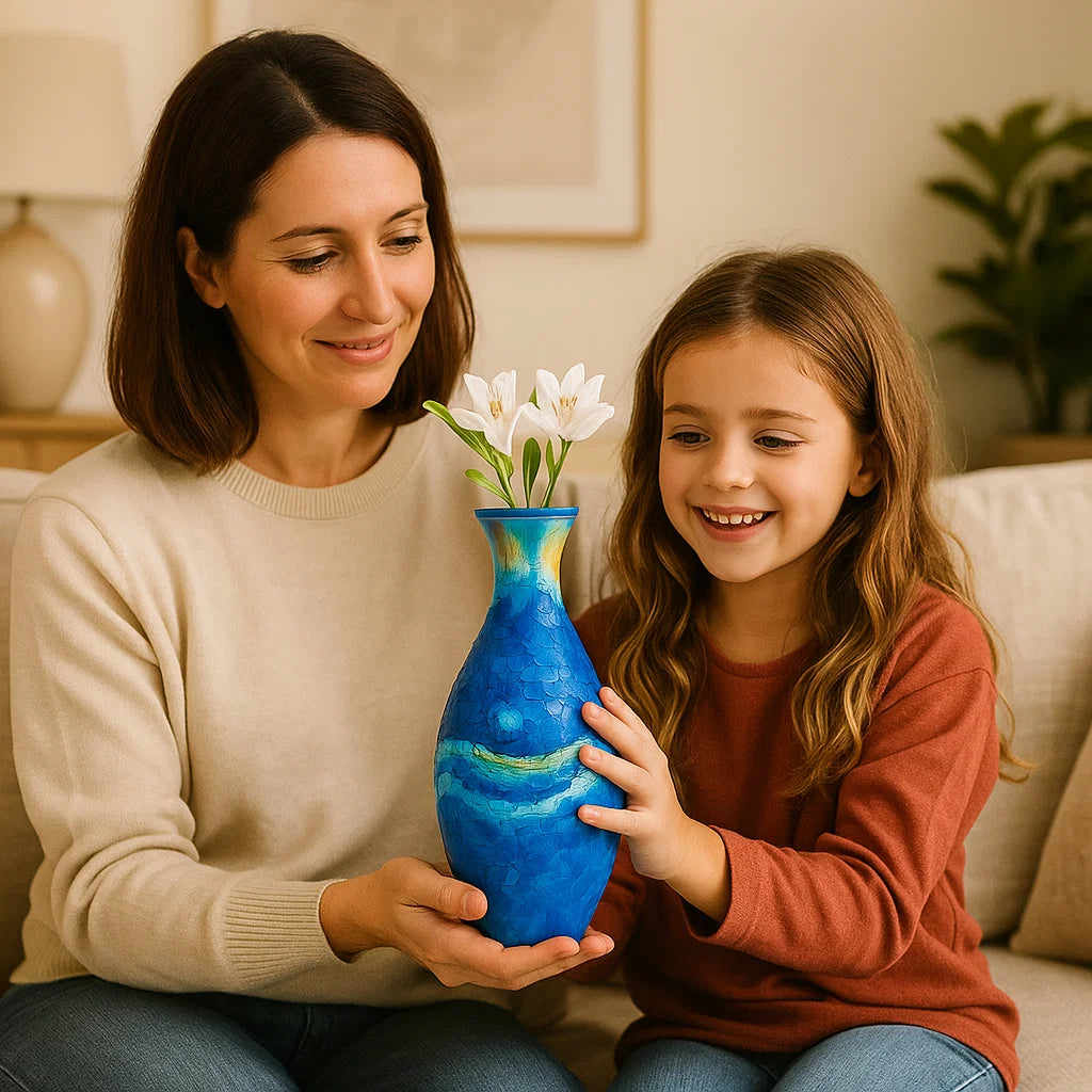 Elegante jarrón 3D de rompecabezas – Apto para flores reales