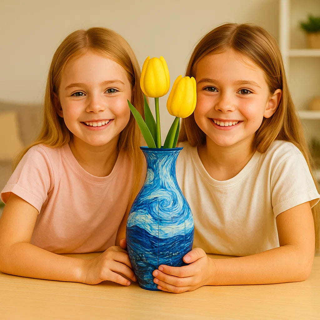 Elegante jarrón 3D de rompecabezas – Apto para flores reales