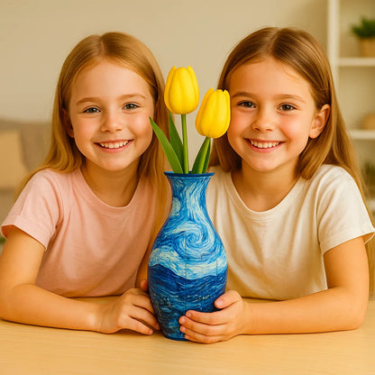 Elegante jarrón 3D de rompecabezas – Apto para flores reales