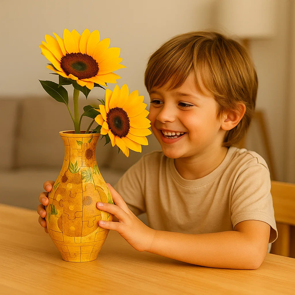Elegante jarrón 3D de rompecabezas – Apto para flores reales