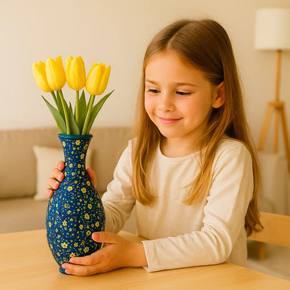 Elegante jarrón 3D de rompecabezas – Apto para flores reales