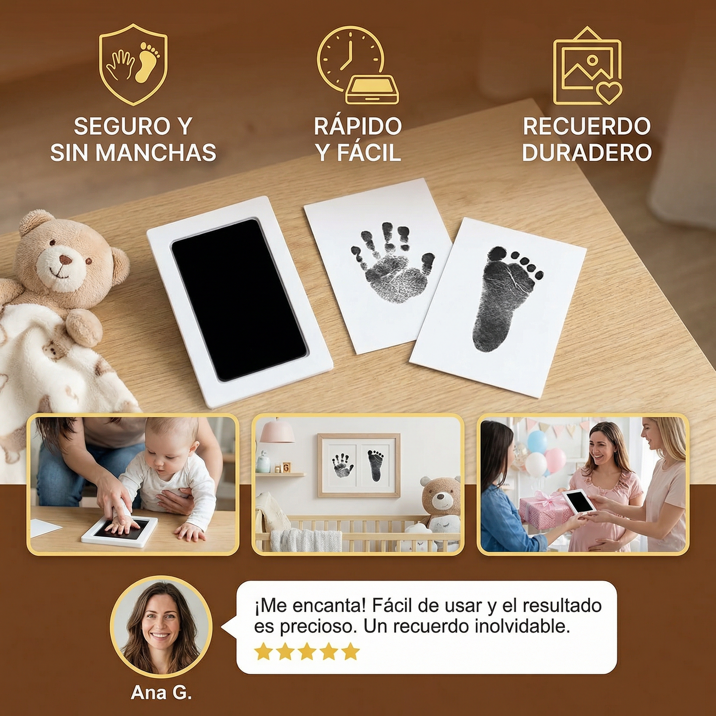 Kit de Huellas de Manos y Pies para Bebé – Set de Recuerdo para Niños Pequeños