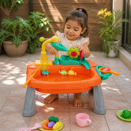 Cocina de juguete infantil elevada y ergonómica con función de agua eléctrica