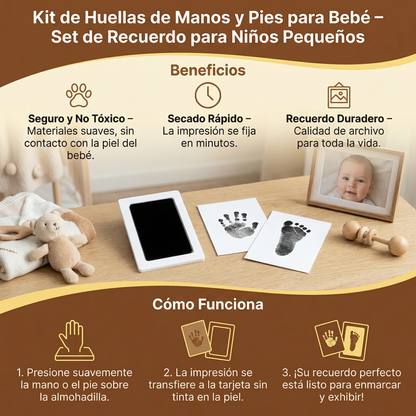 Kit de Huellas de Manos y Pies para Bebé – Set de Recuerdo para Niños Pequeños
