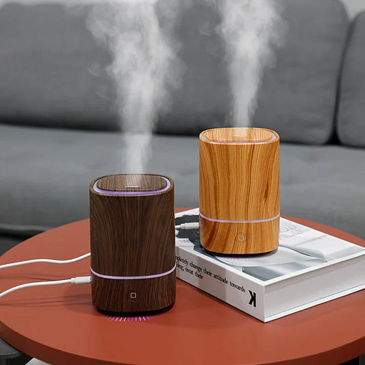 Humidificador Ultrasónico Con Aspecto De Madera - Difusor De Aroma Silencioso Con Led Y Desconexión Automática Difusor De Aroma Ultrasónico Con Aspecto De Madera
