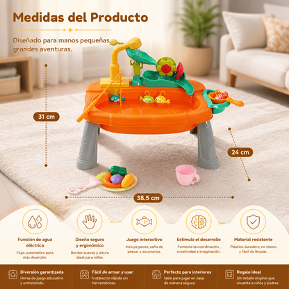 Cocina de juguete infantil elevada y ergonómica con función de agua eléctrica