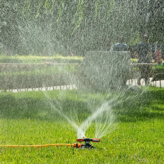 Rociador De Jardín Giratorio Con 3 Boquillas - Aspersor De Riego Eficiente Para Césped Y Jardines