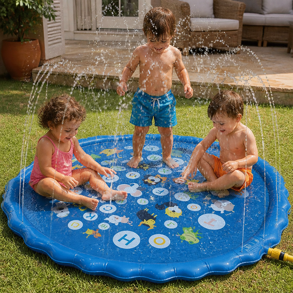 Alfombra Acuática Inflable para Niños con Aspersor – Estera de Juego Acuático para Jardín y Playa