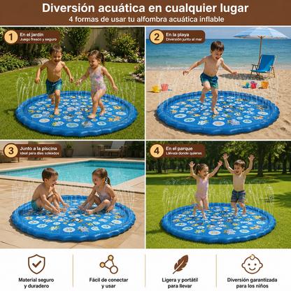 Alfombra Acuática Inflable para Niños con Aspersor – Estera de Juego Acuático para Jardín y Playa