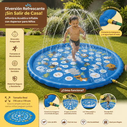 Alfombra Acuática Inflable para Niños con Aspersor – Estera de Juego Acuático para Jardín y Playa