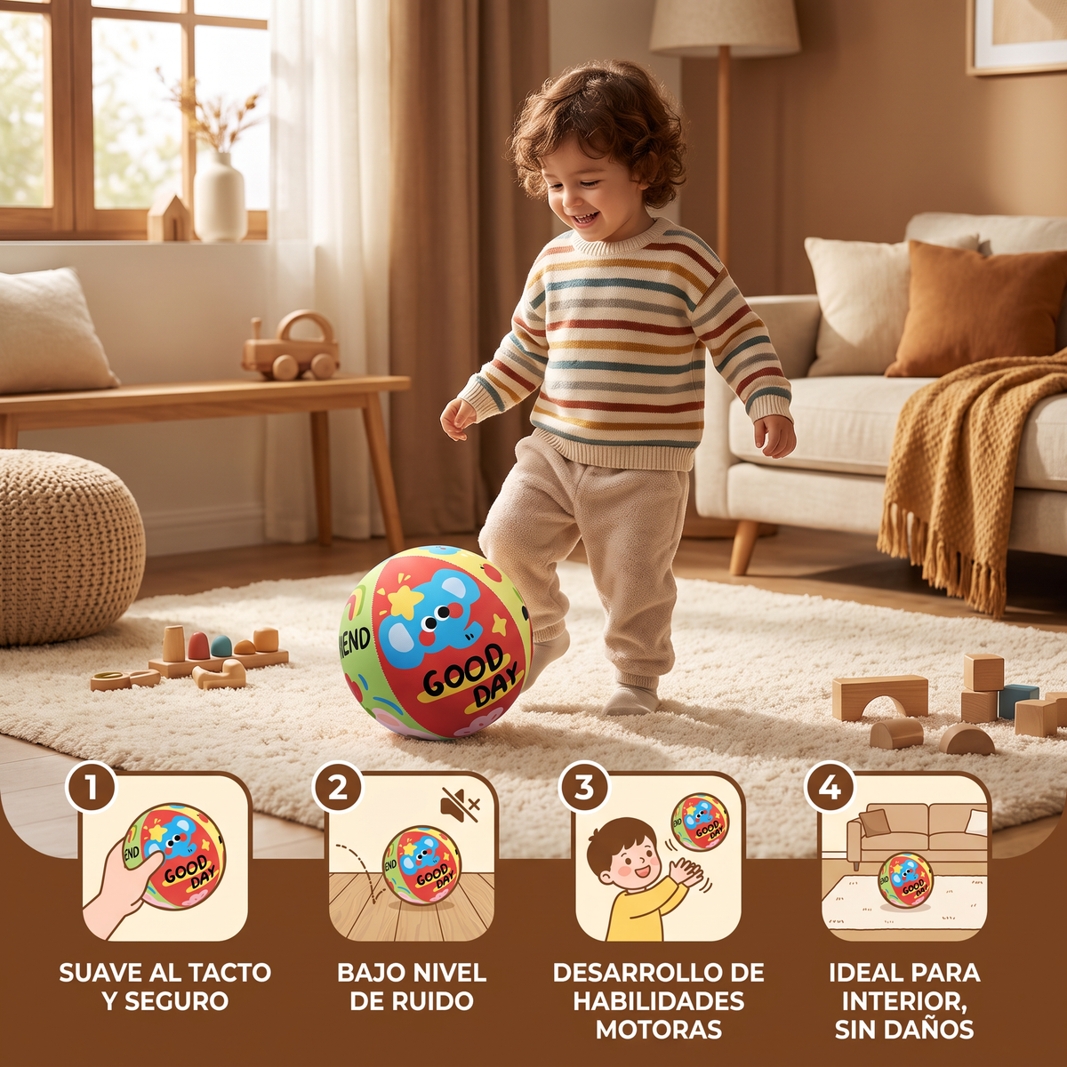 Pelota de juego interior suave y segura con bajo ruido para niños
