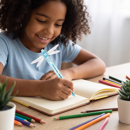 Bolígrafo de gel mágico con alas de libélula