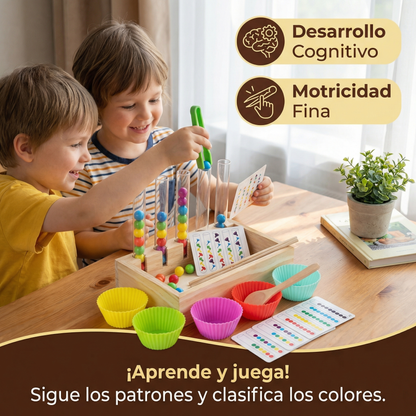 Juego y set de aprendizaje Montessori con tubos de ensayo de colores y números