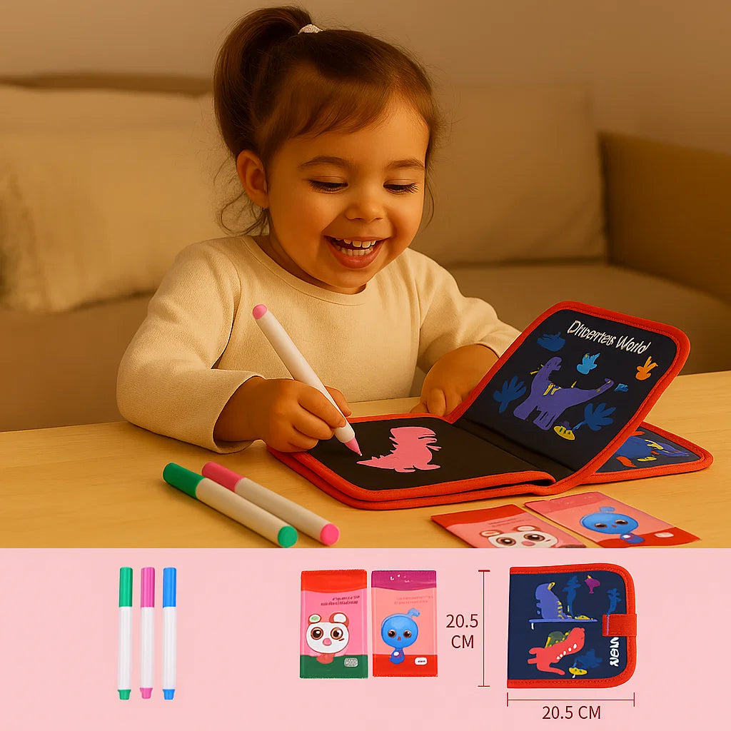 Libro de dibujo reutilizable para niños | Bloc de dibujo borrable portátil para el aprendizaje creativo en casa y sobre la marcha
