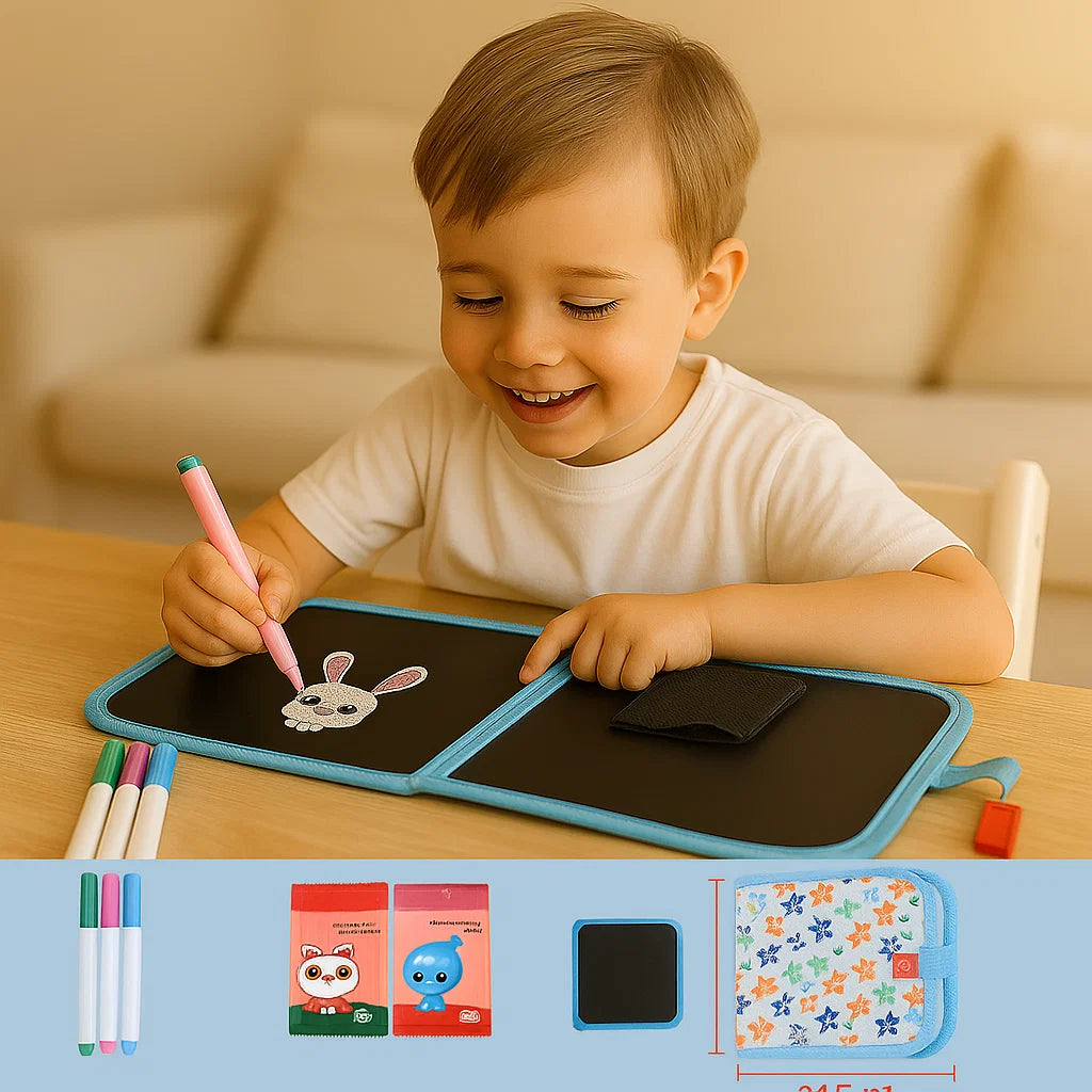 Libro de dibujo reutilizable para niños | Bloc de dibujo borrable portátil para el aprendizaje creativo en casa y sobre la marcha