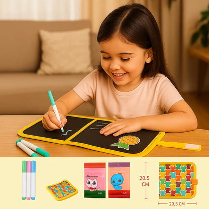 Libro de dibujo reutilizable para niños | Bloc de dibujo borrable portátil para el aprendizaje creativo en casa y sobre la marcha