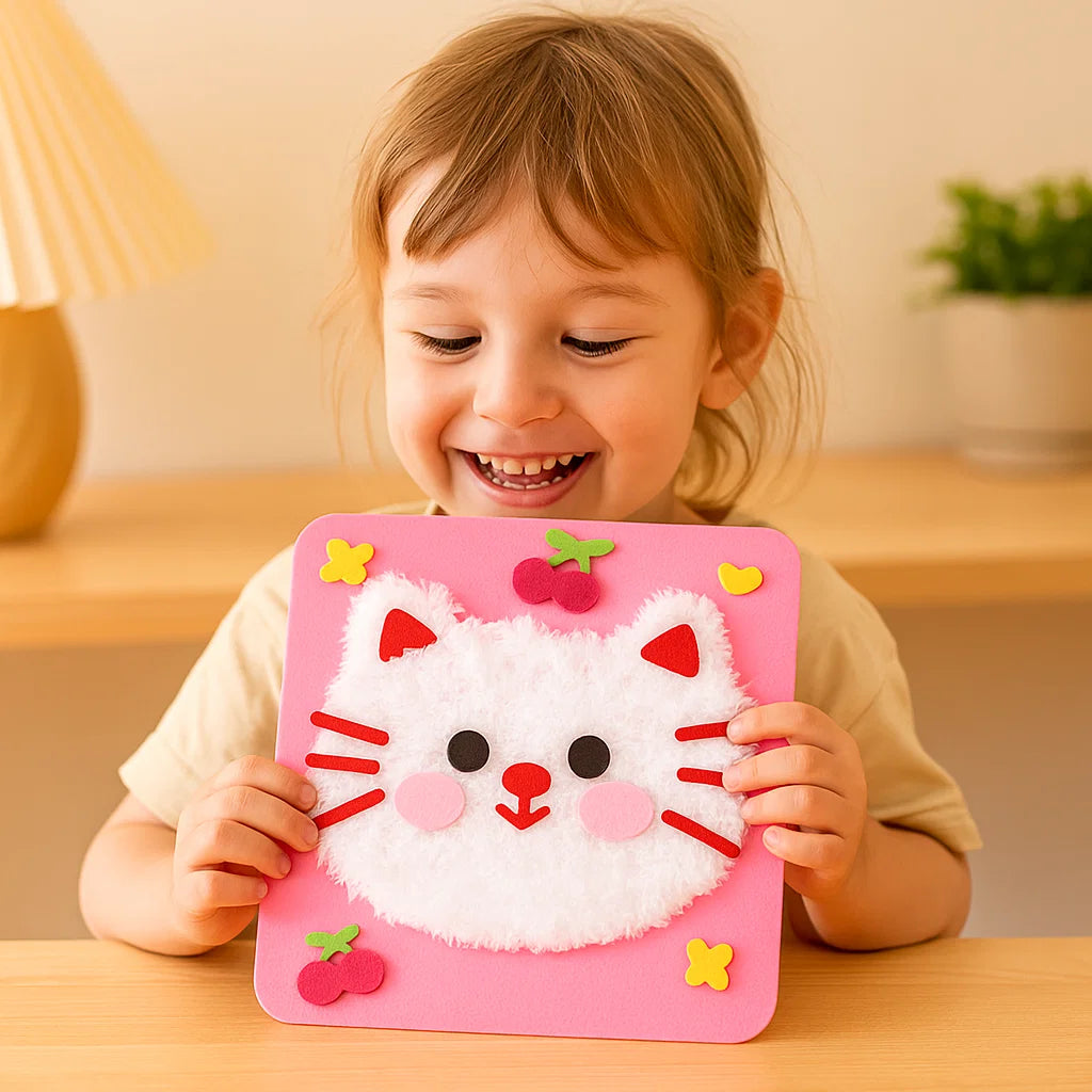 Kit de manualidades de animales DIY para niños ⎜ Set de materiales creativos hechos a mano con pegatinas de dibujos animados