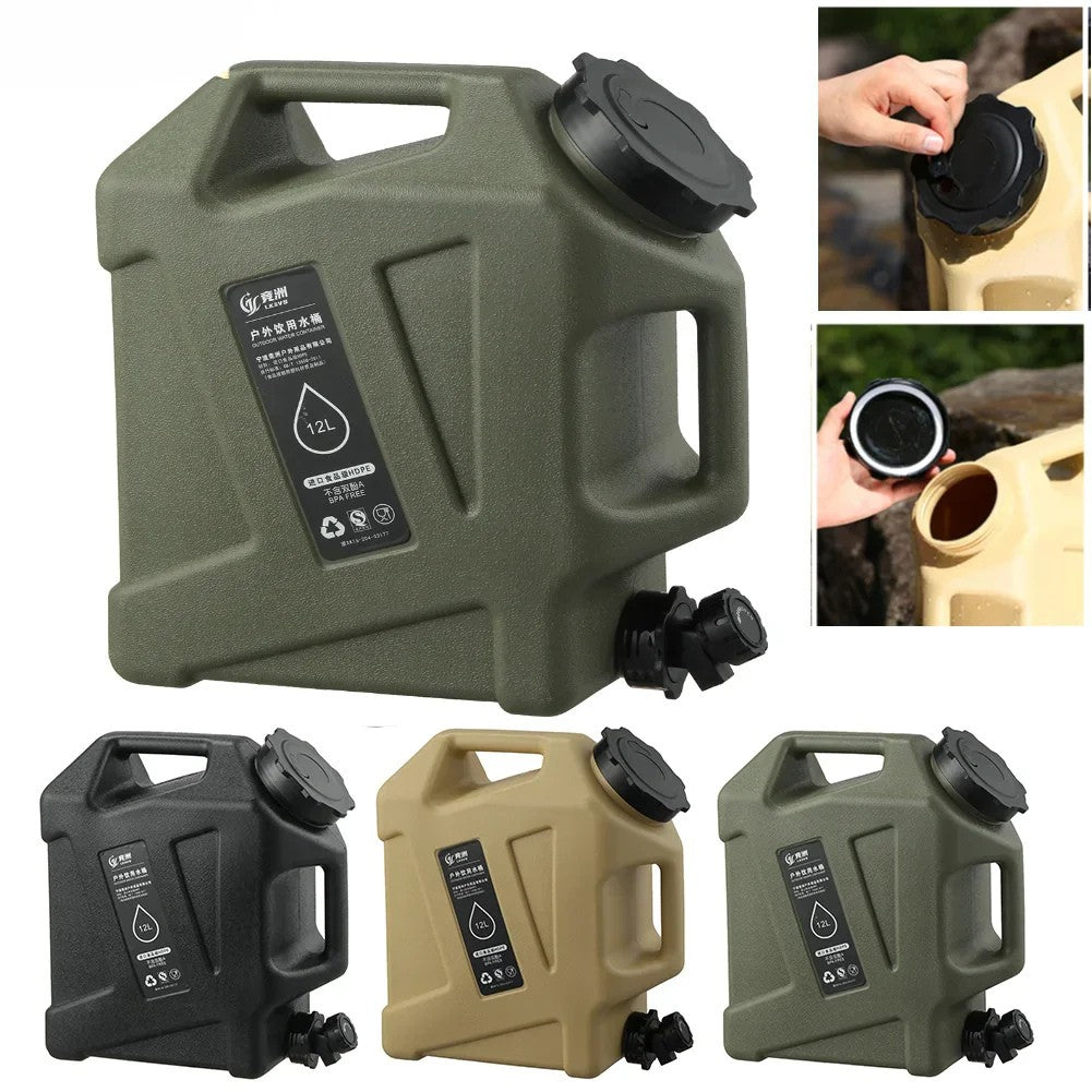 Contenedor De Agua Portátil De 12 Litros Con Grifo De Vaciado - Bidón Robusto Para Exteriores Y Camping