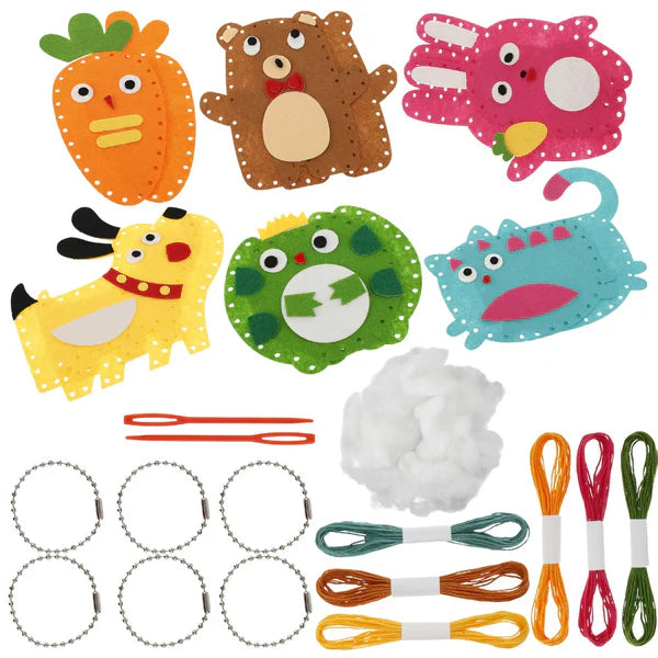 Juego de costura diy de animales de fieltro para niños | Divertido set de manualidades para la coordinación mano-ojo y el desarrollo de habilidades creativas